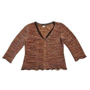 Vtg Cardigan Top Shirt Sz Small Women’s Striped Metallic Whimsigoth Fairy Y2K
